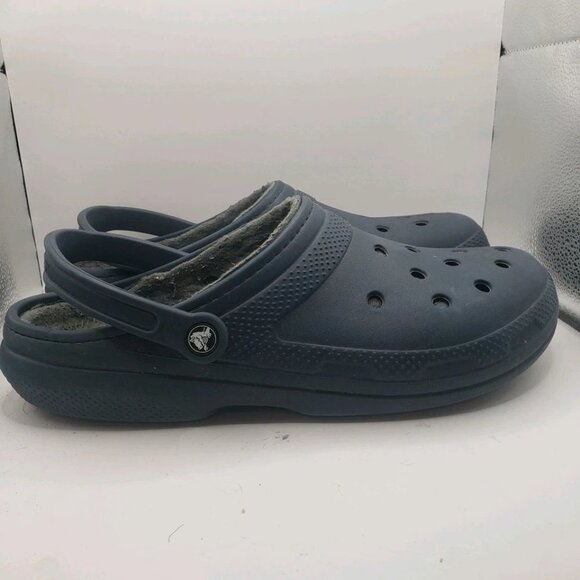 Crocs Mens Classic Lined Blue Round Toe Slip On Clog Shoes Size 13 - Picture 3 of 9